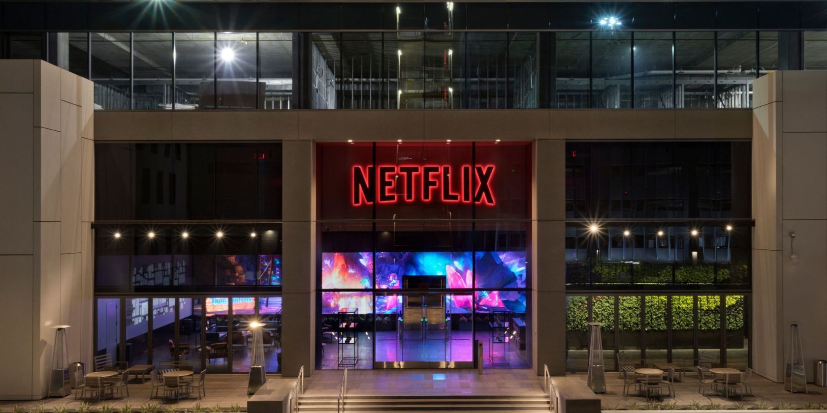 Netflix logo on a building 