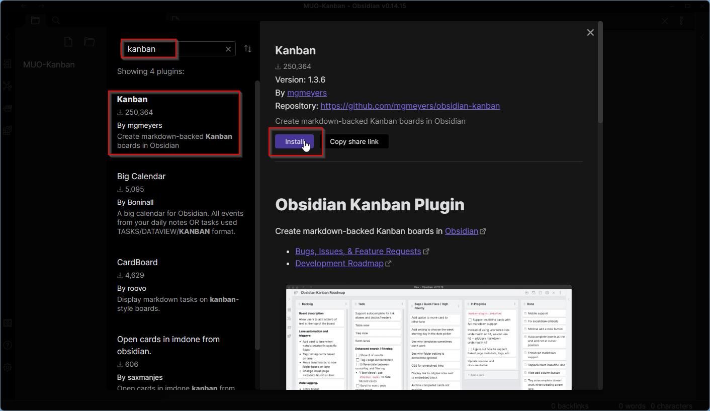 افزونه های Obsidian Community Kanban را نصب کنید