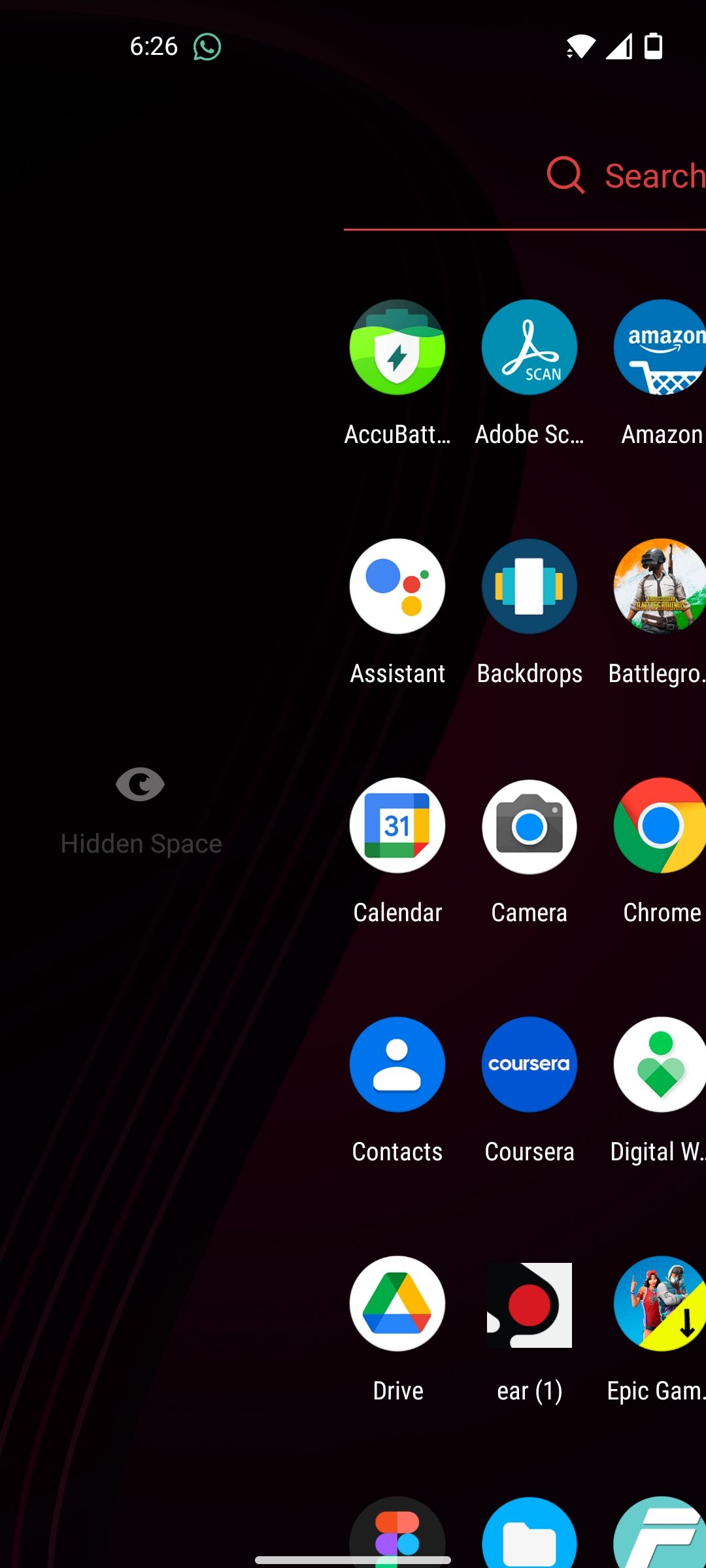 Accessing hidden space in OxygenOS 11