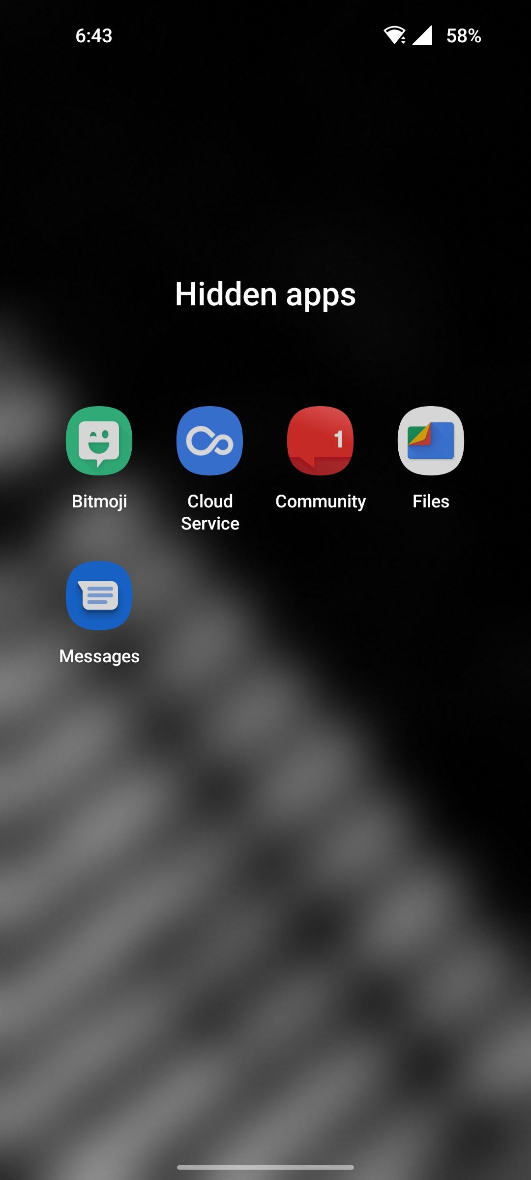 Folder containing hidden apps