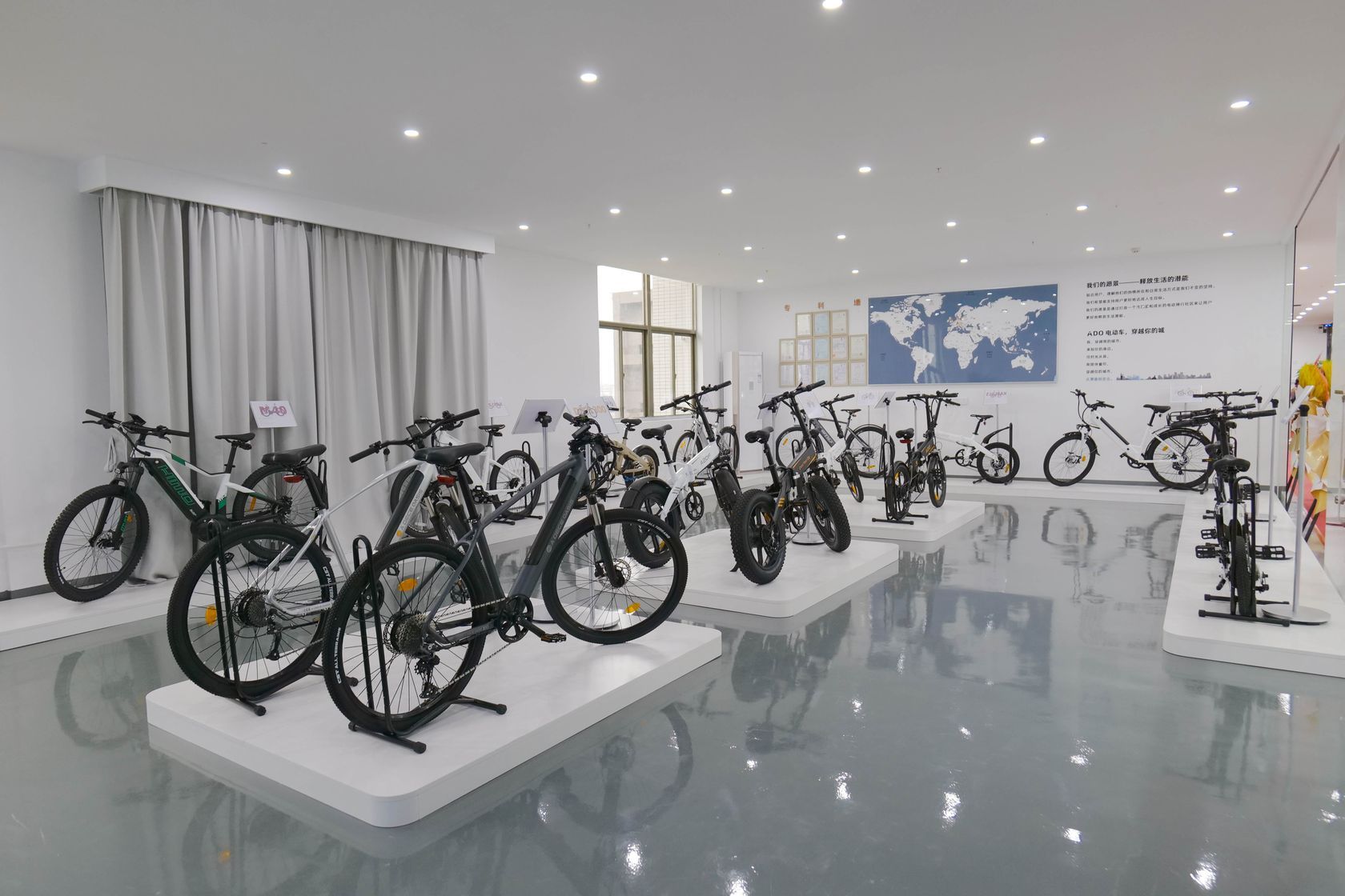 ado e-bike showroom with different e-bike models