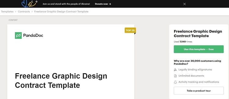 Pandadoc Screenshot for Freelance Graphic Design contract