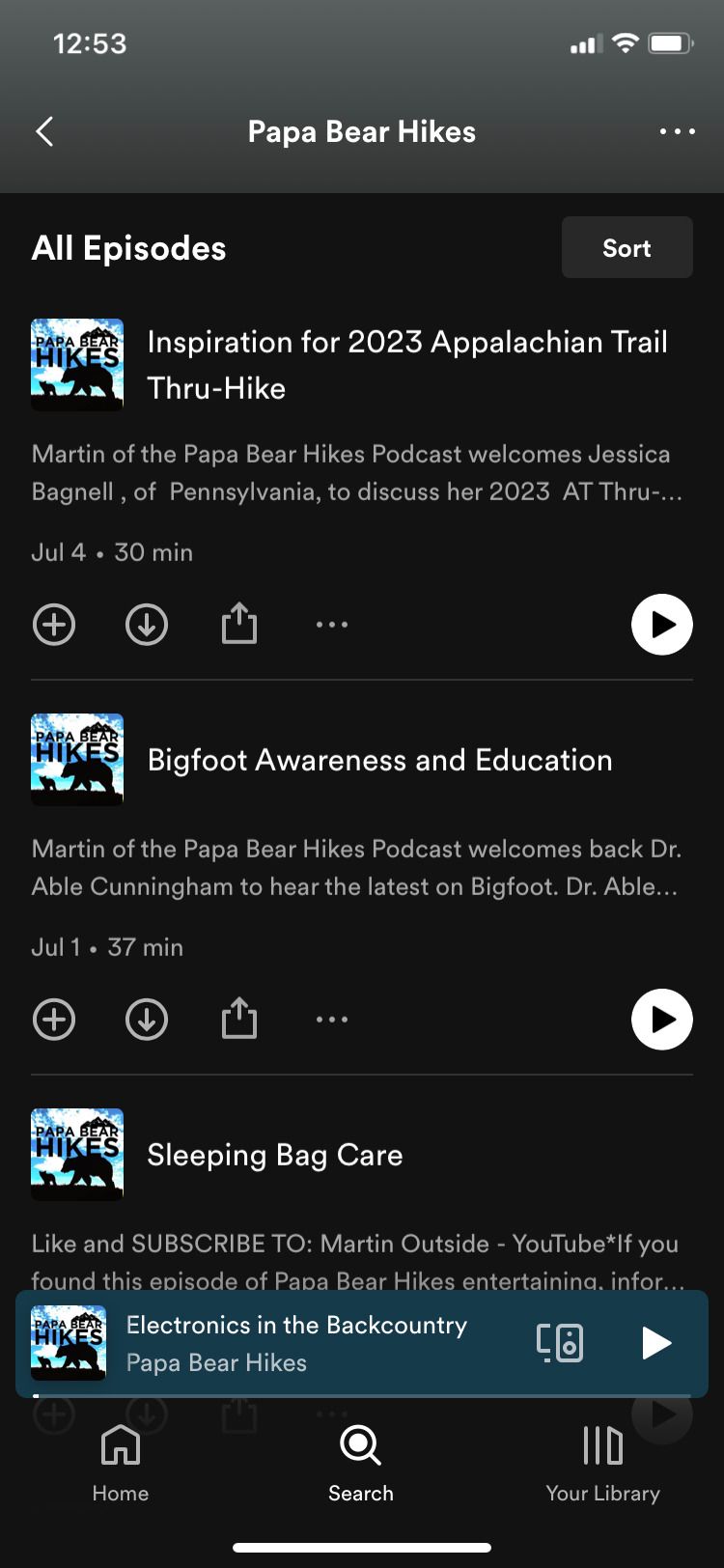 Papa Bear Hikes Podcast list