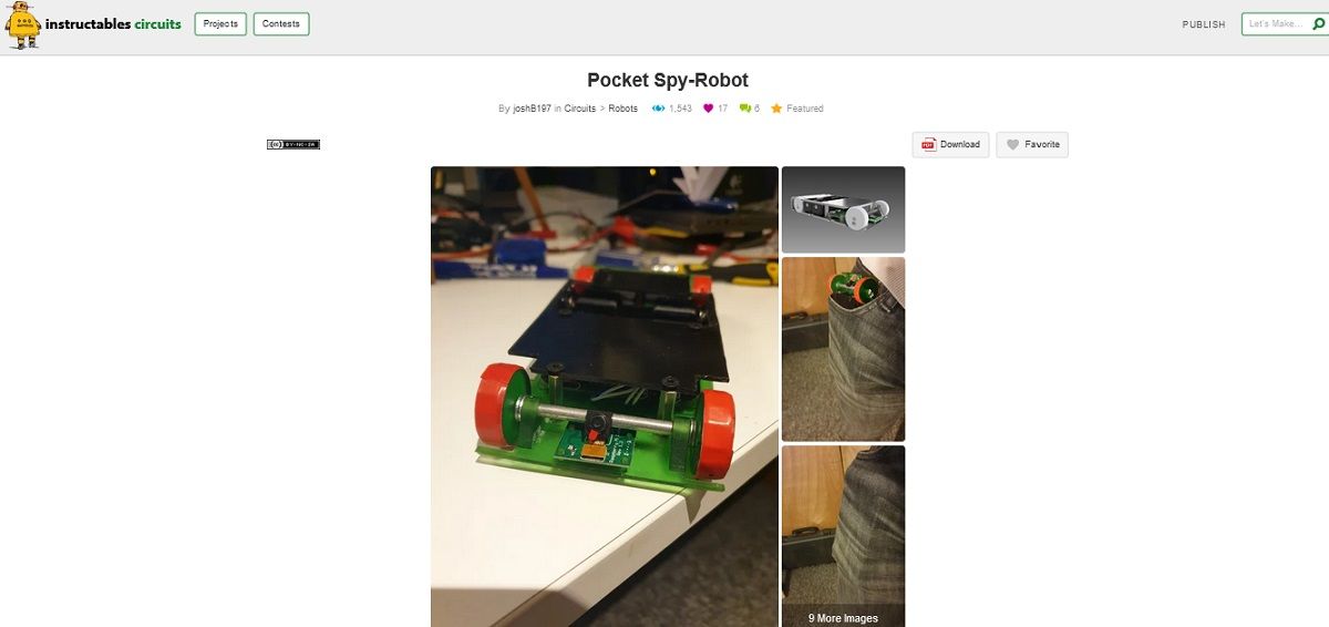 A screengrab of pocket spy-robot project page