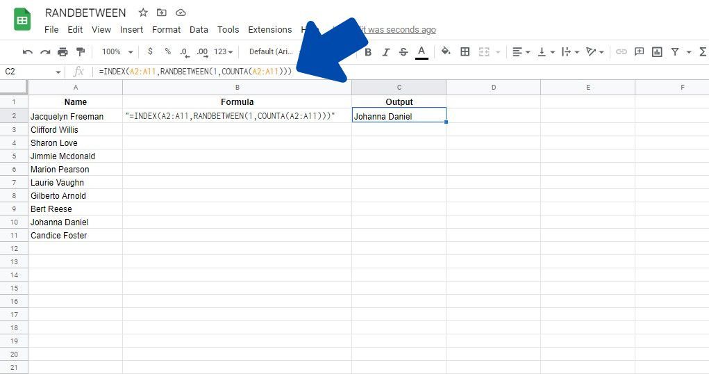 How to Use the RANDBETWEEN Function in Google Sheets