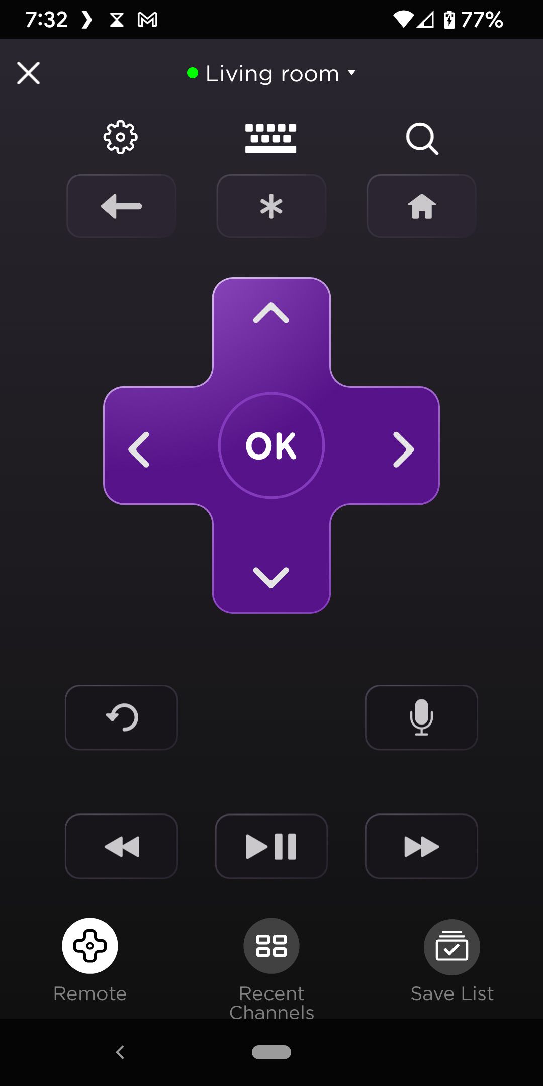Roku App Remote screen
