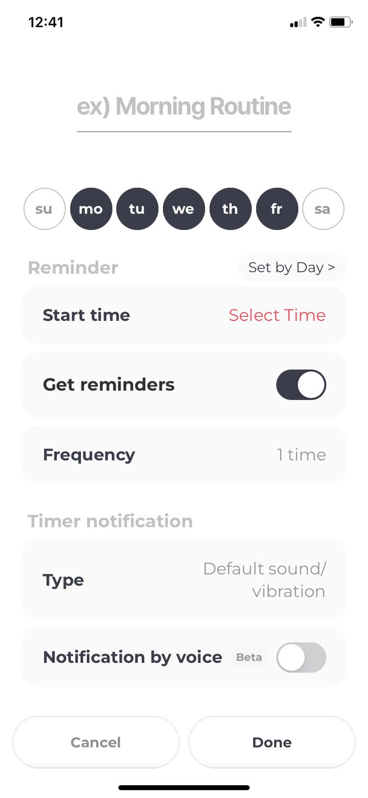 Routinery app routine template