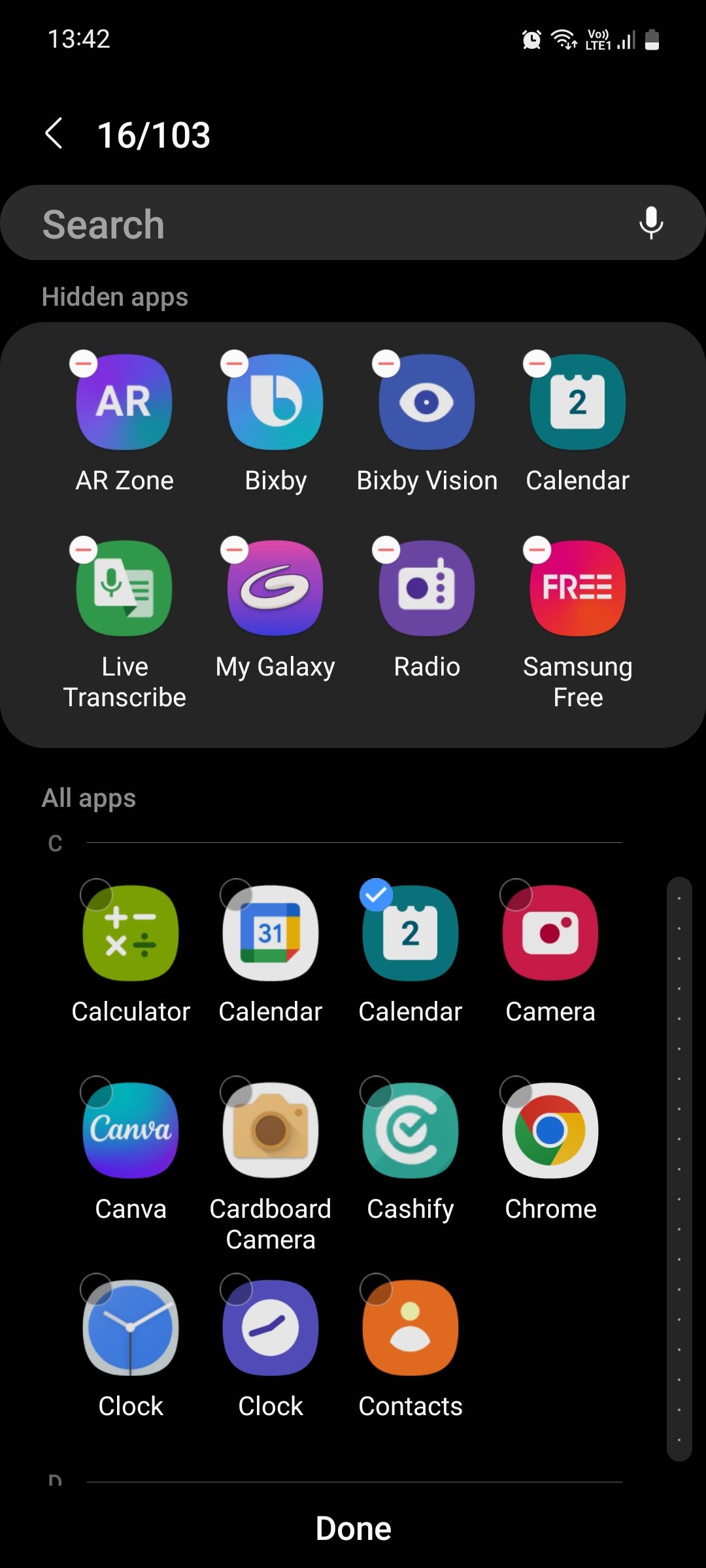 Samsung Hide apps menu