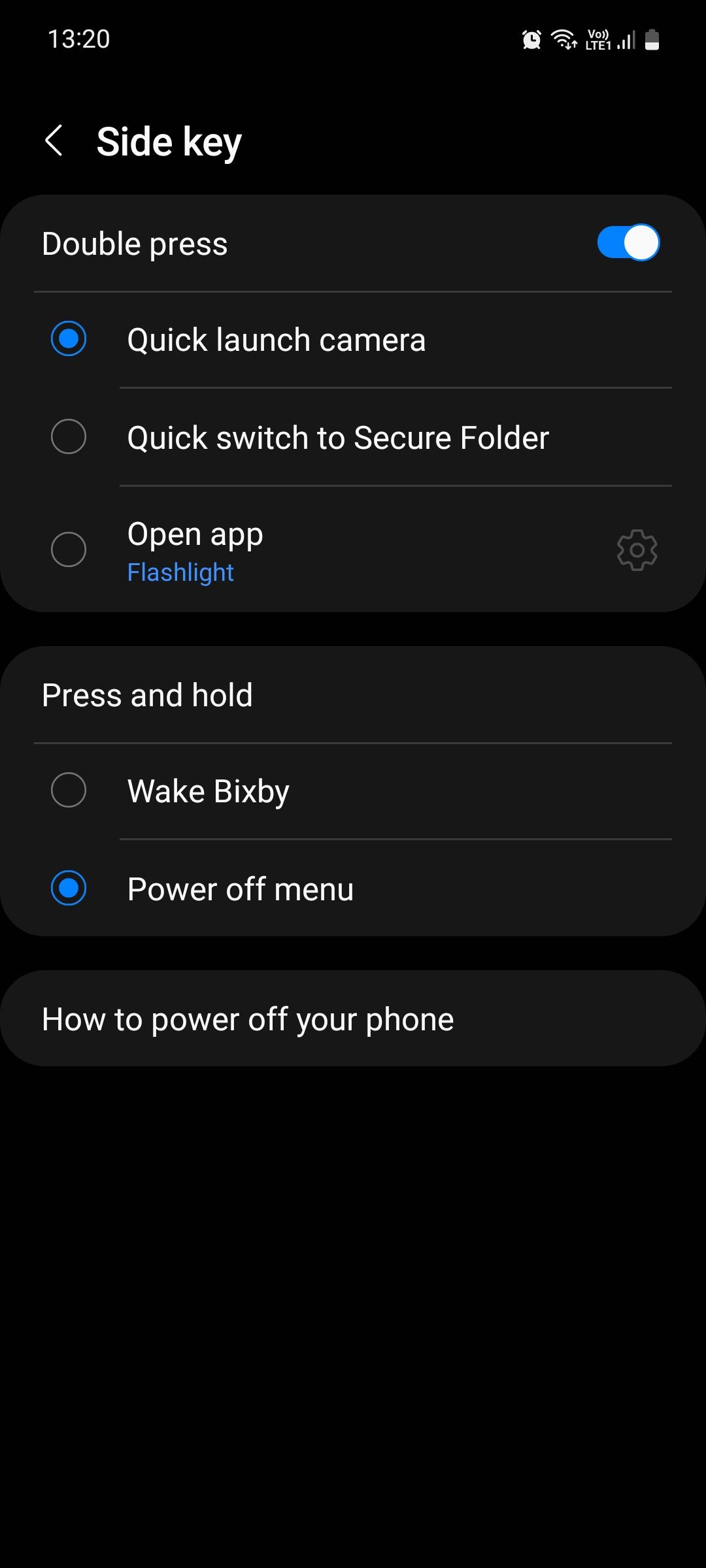 Samsung One UI Side key menu