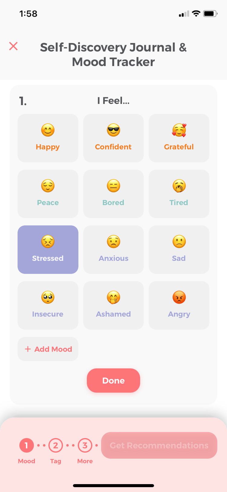 Sanity & Self App mood tracker