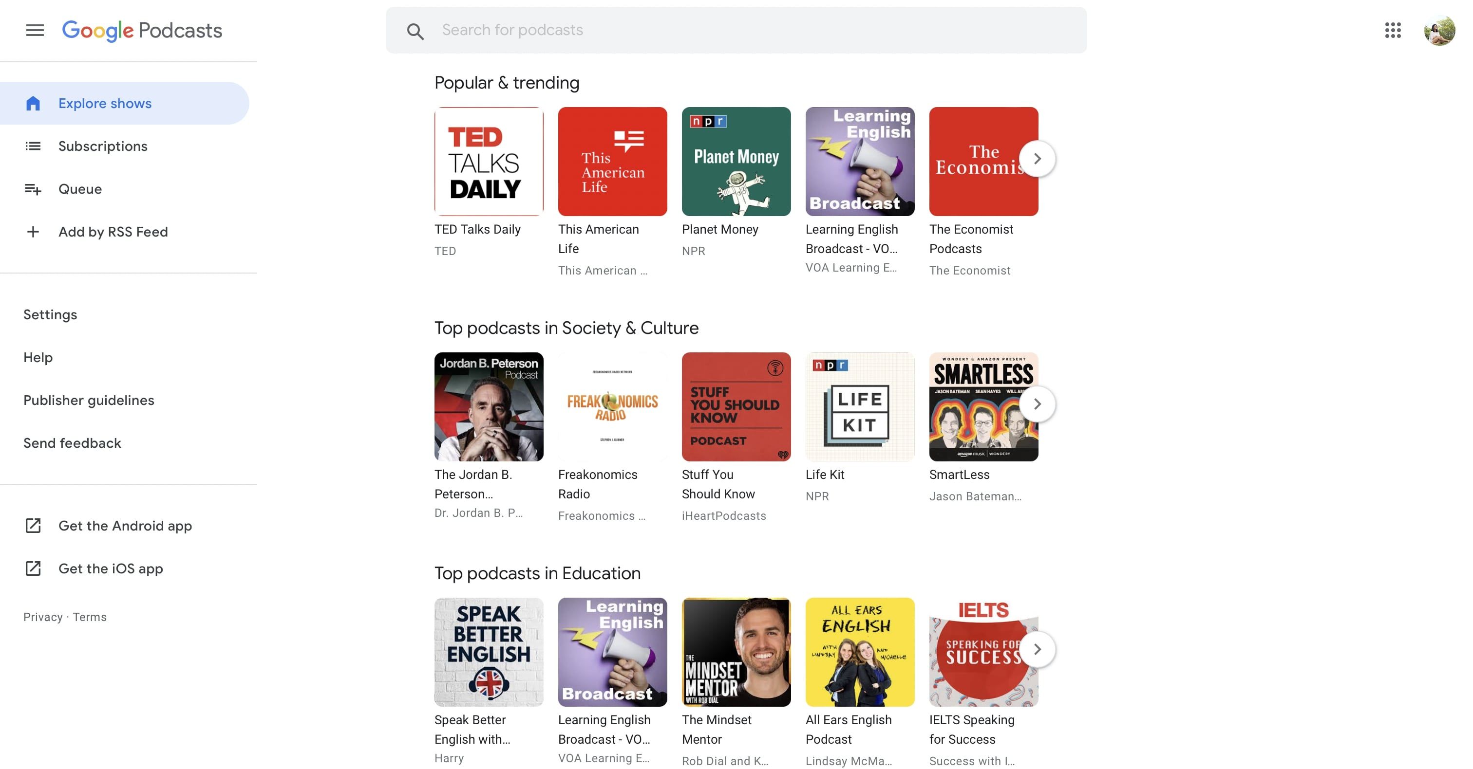 Google Podcasts Catalog