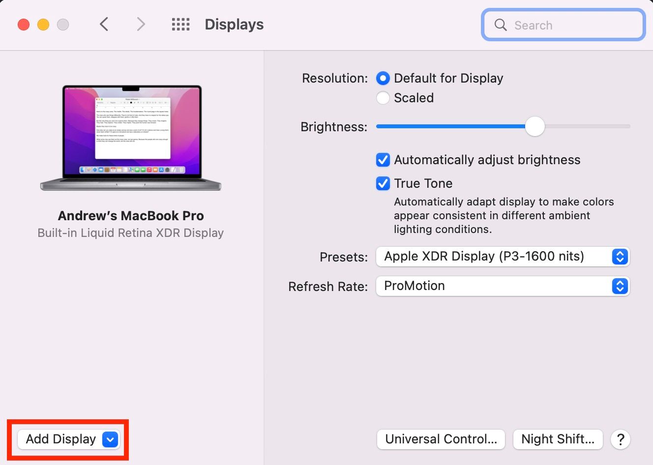 MacOS Add Display Setting
