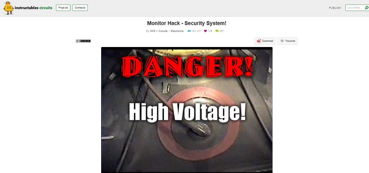 Screen grab of Monitor Hack - Security System project page