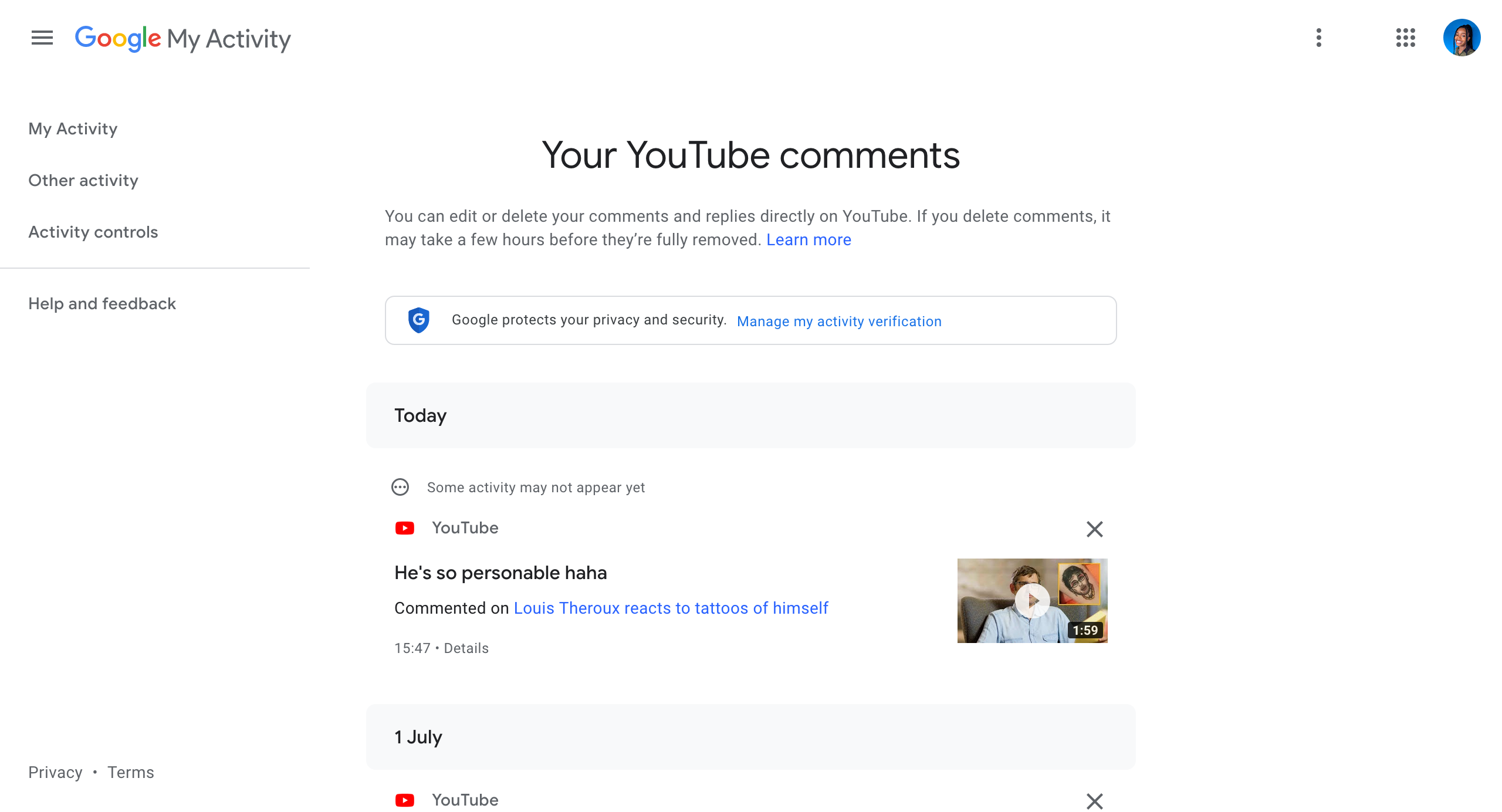 Youtube comments dashboard