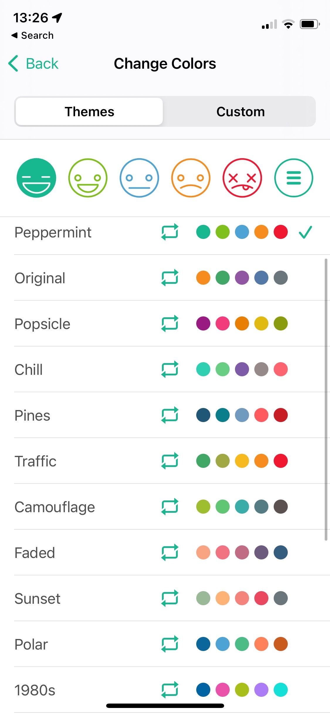 Screenshot of Daylio app showing premium color options