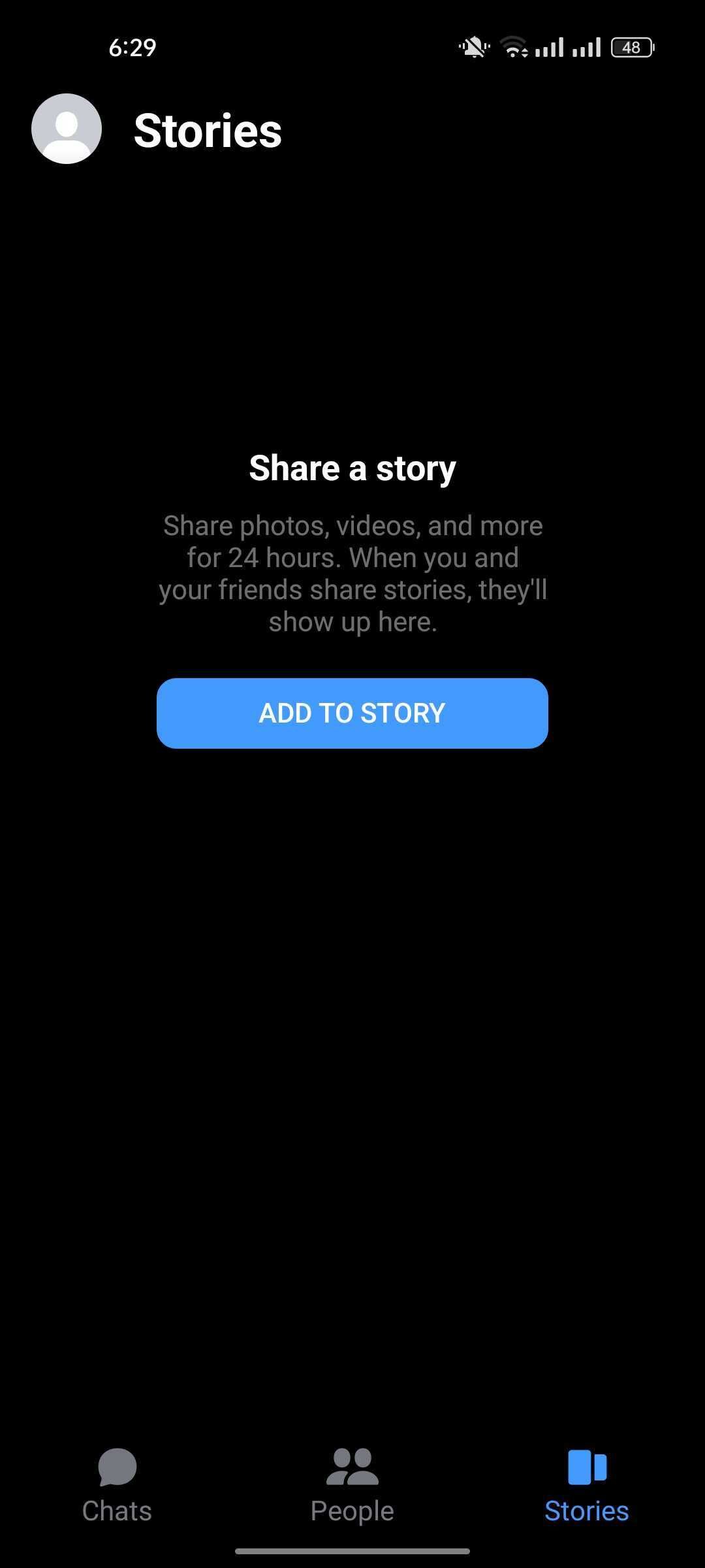 Add a story in Messenger