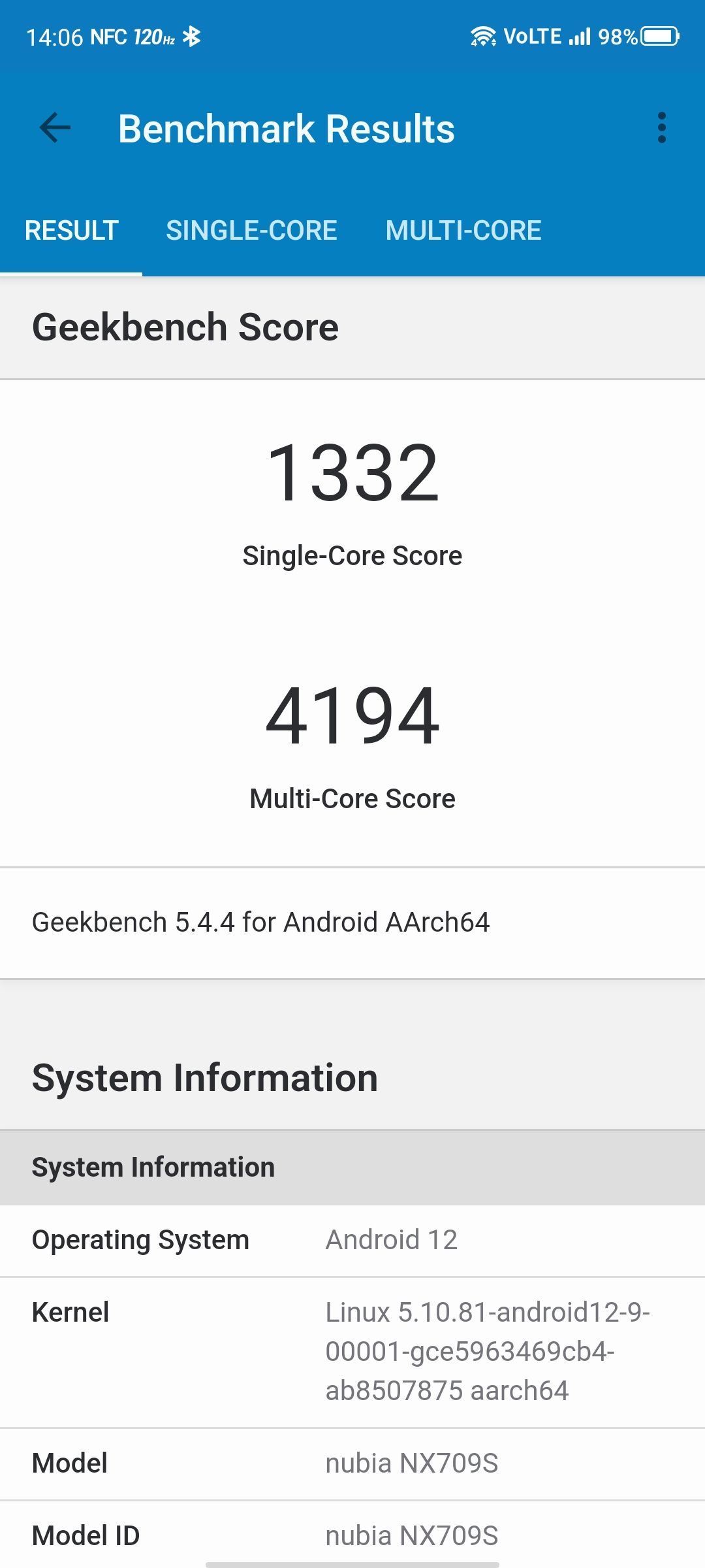 Redmagic 7S Pro Geekbench 5 Results