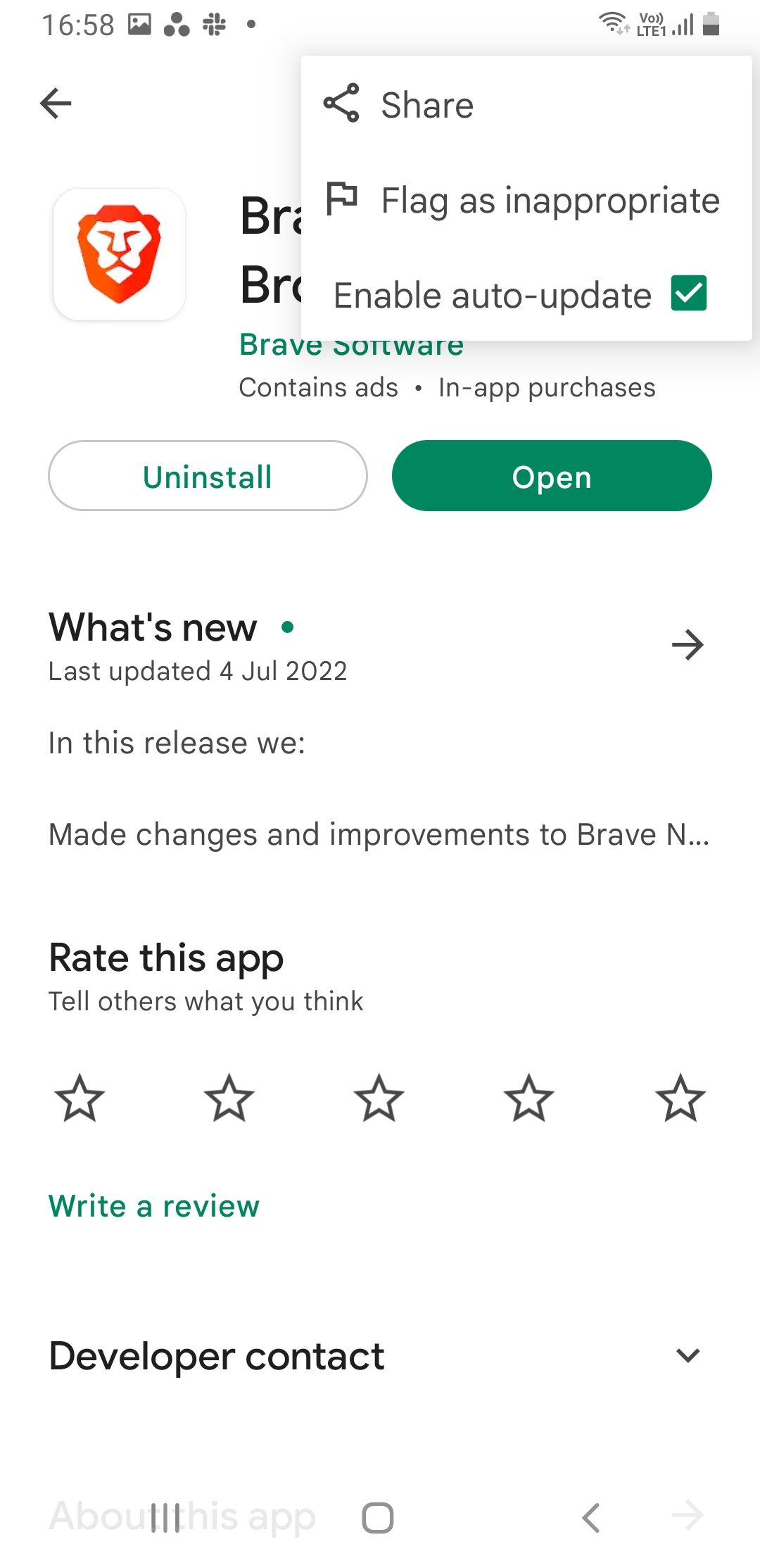 Screenshot of Play Store auto-update
