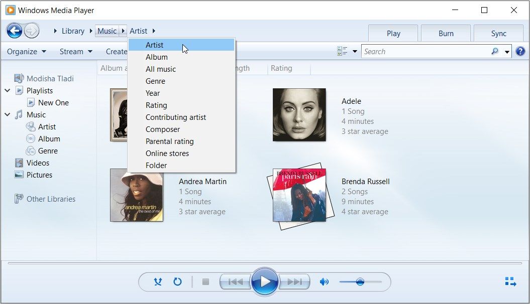 Searching for Music Using the Windows Media Player