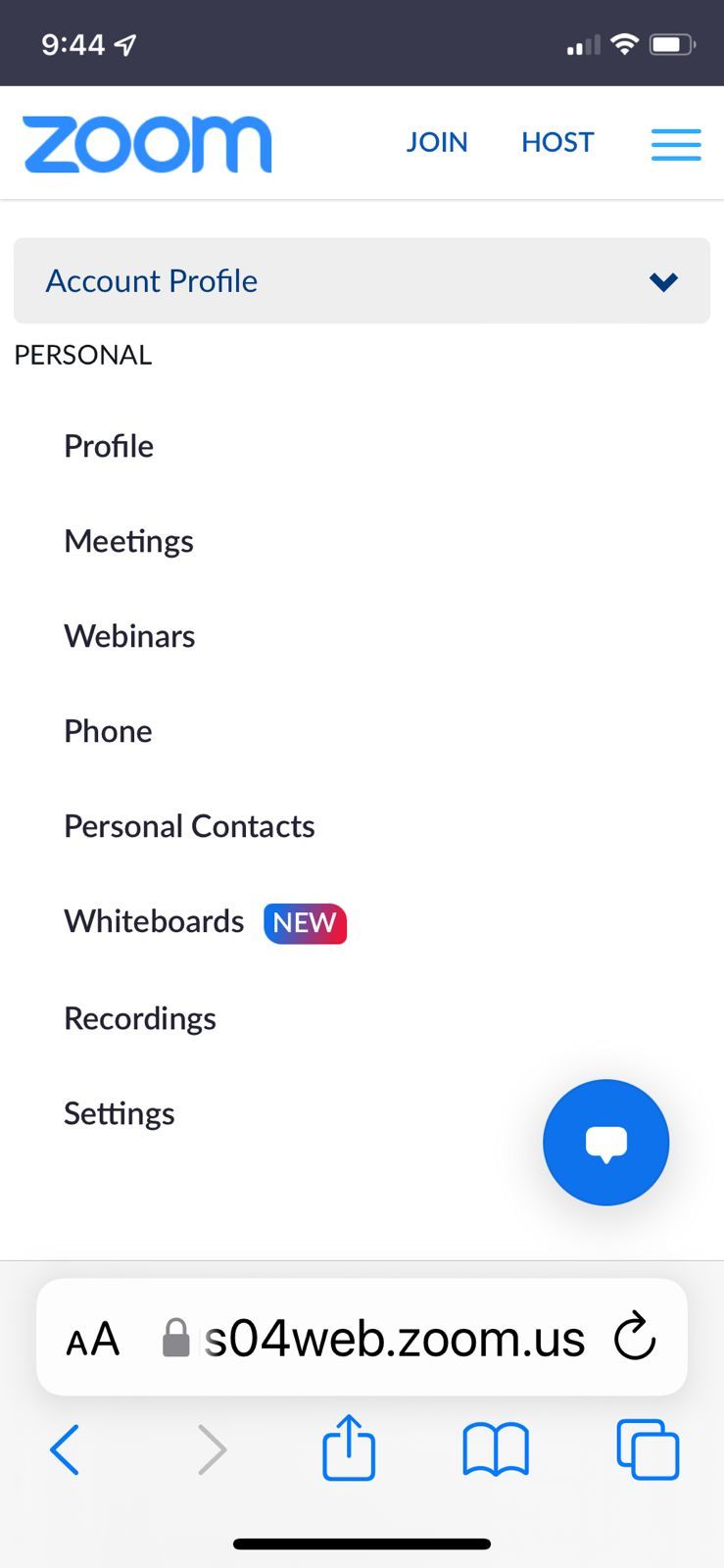 Selecting Profile Settings From Account Profile Dropdown on Zoom Website