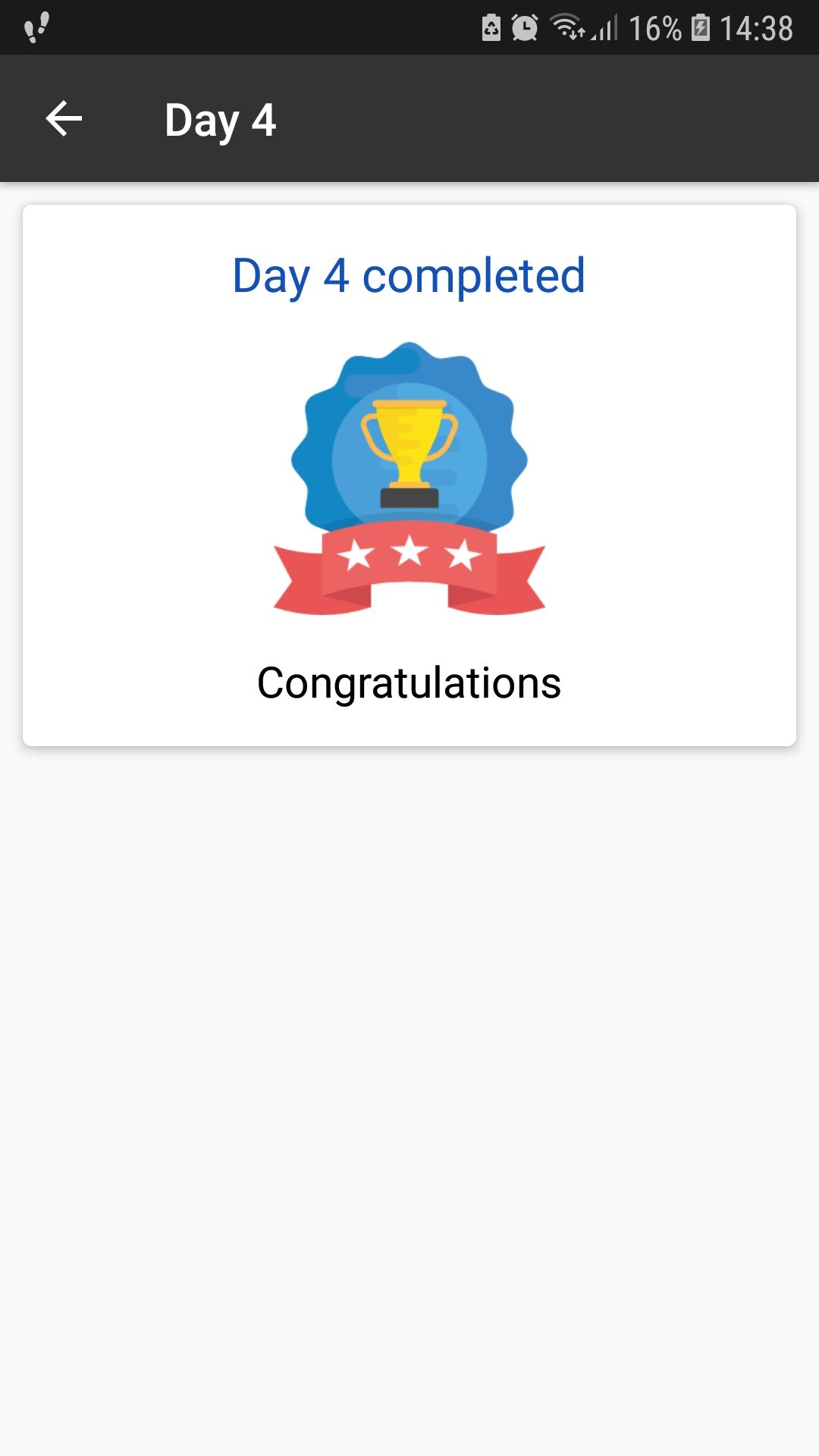 Senior Fitness mobile exercise app day completed