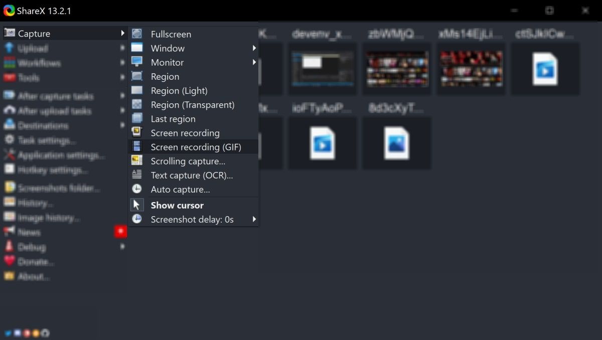 گزینه ShareX Screen Recording GIF