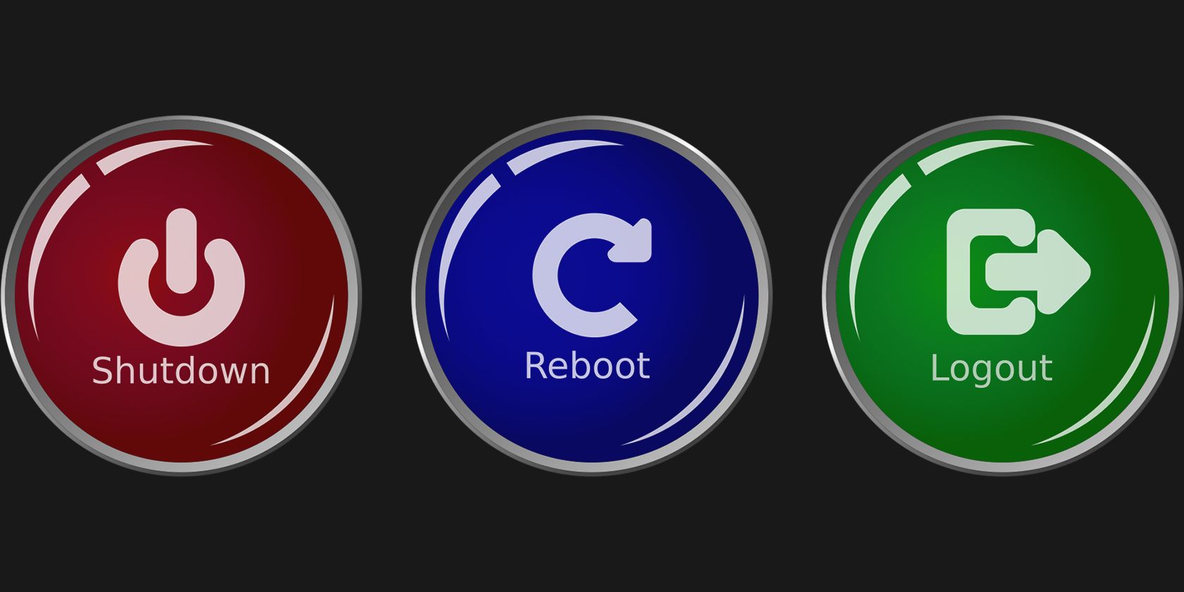 Shutdown, reboot, and logout buttons