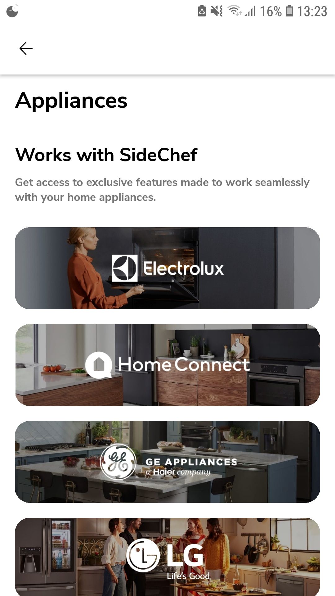 SideChef mobile recipe and meal planning app appliances