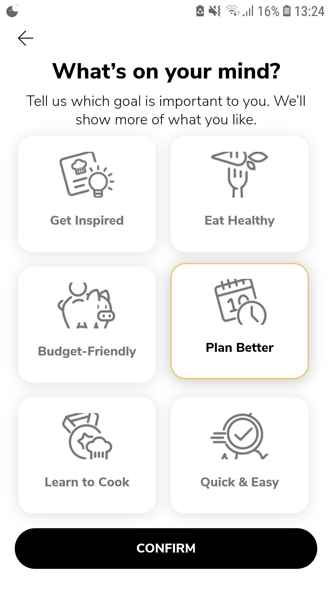 SideChef mobile recipe and meal planning app goal