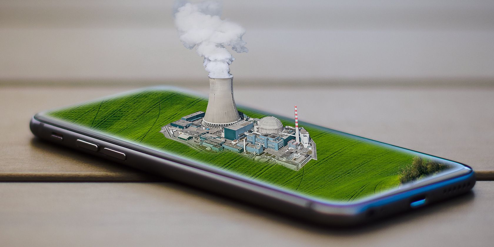 Smartphone With a Nuclear Power Plant on It