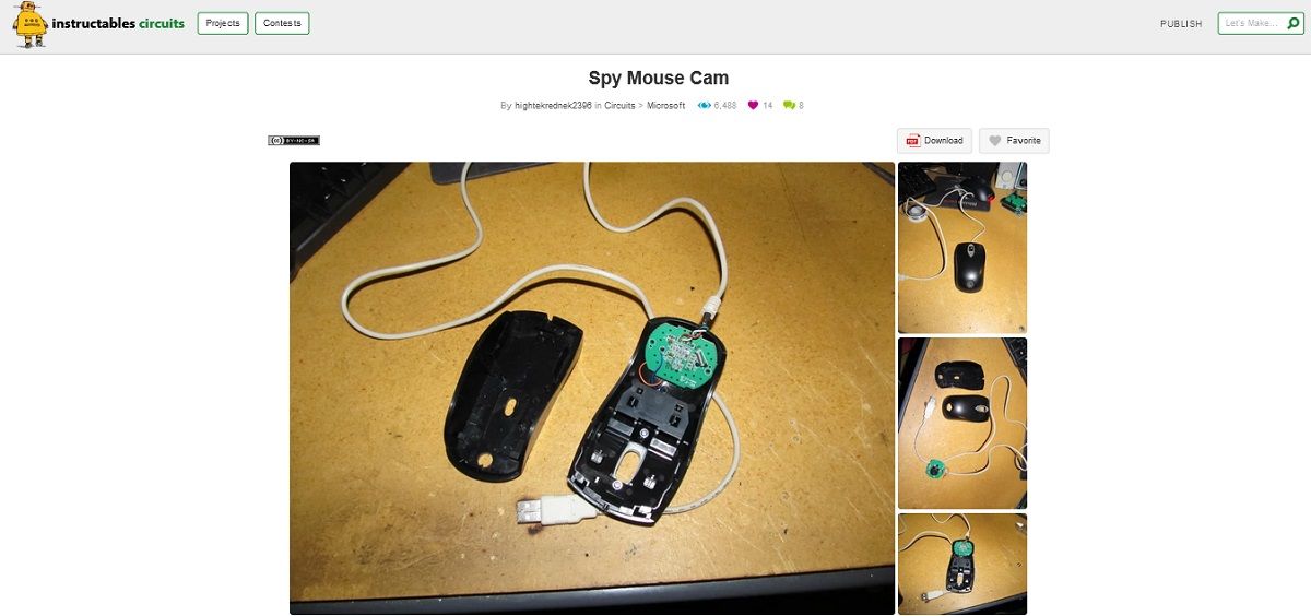 A screengrab of spy mouse cam project page