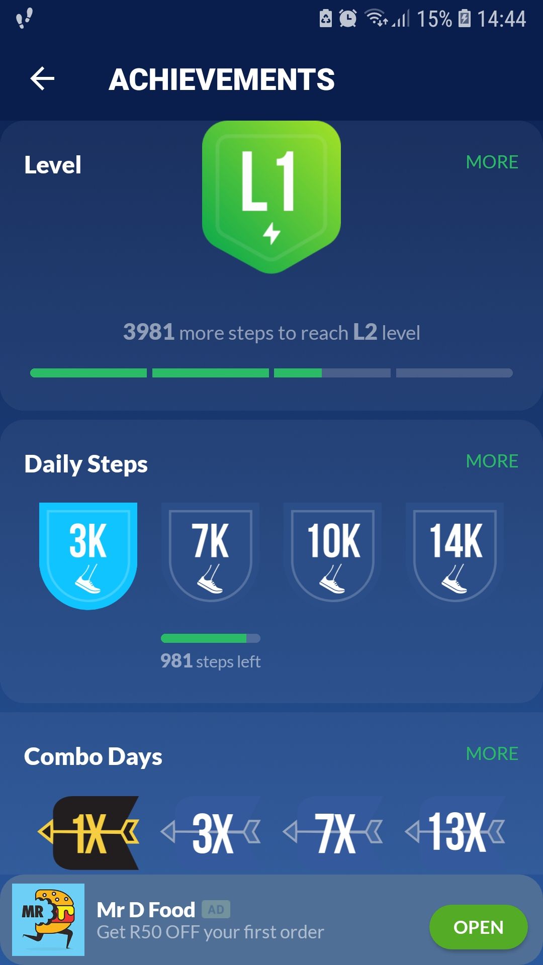 Step Counter pedometer mobile app achievements