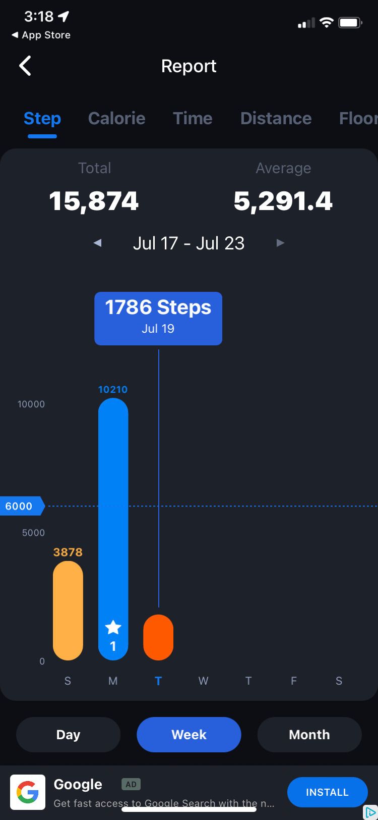 Step Tracker - Pedometer weekly step report