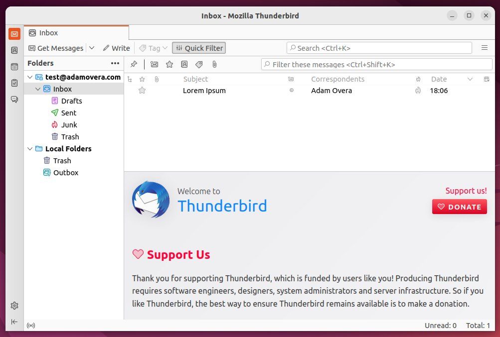 تصویری از صندوق ورودی Thunderbird v.102.