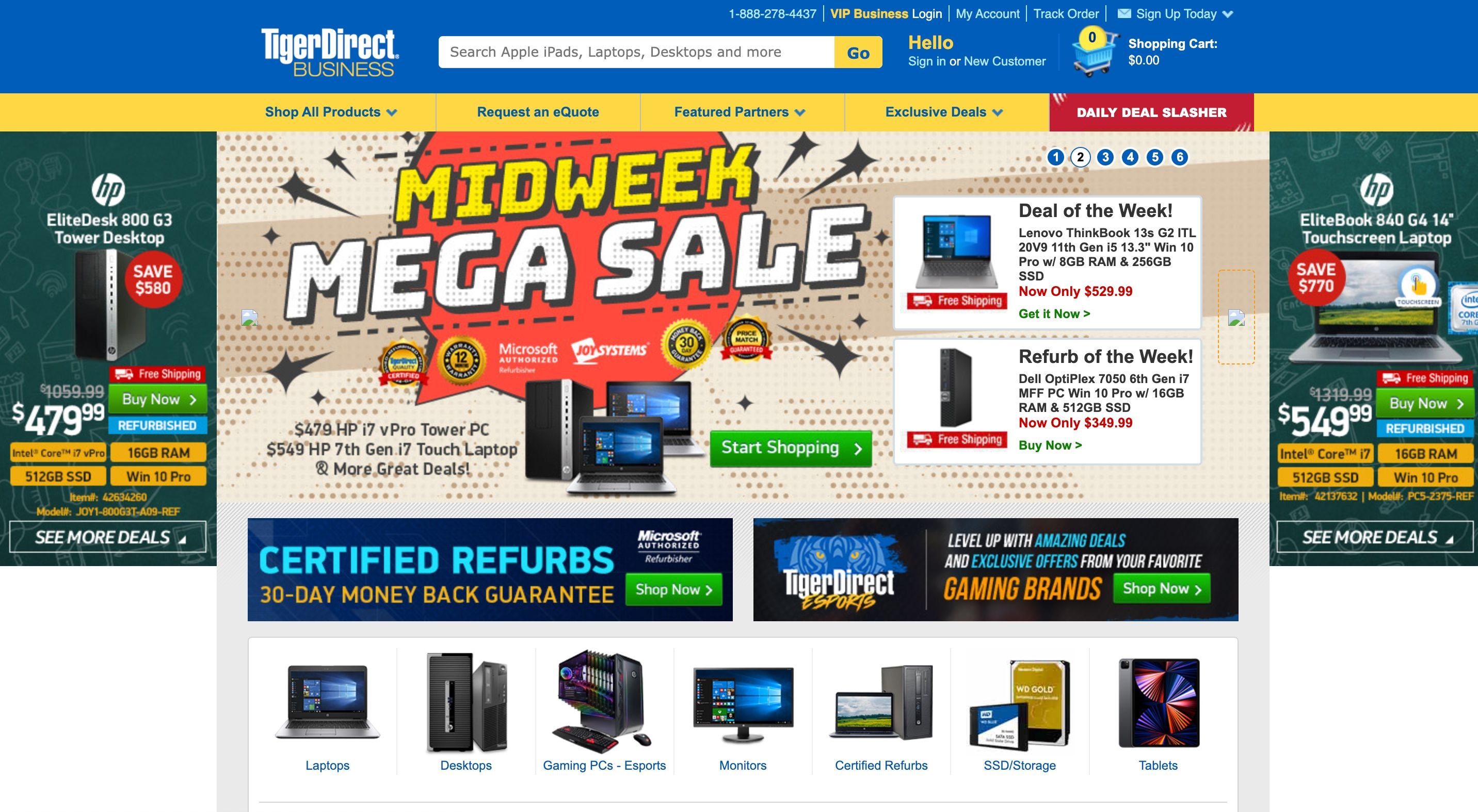 صفحه اصلی وب سایت TigerDirect