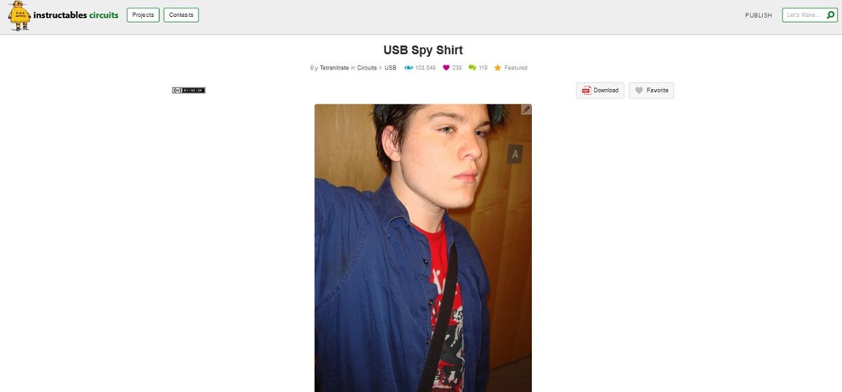 A screengrab of USB Spy Shirt project page