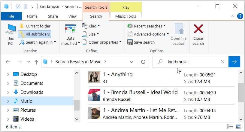 Using File Explorer’s Search Bar to Find Your Music and Audio Files