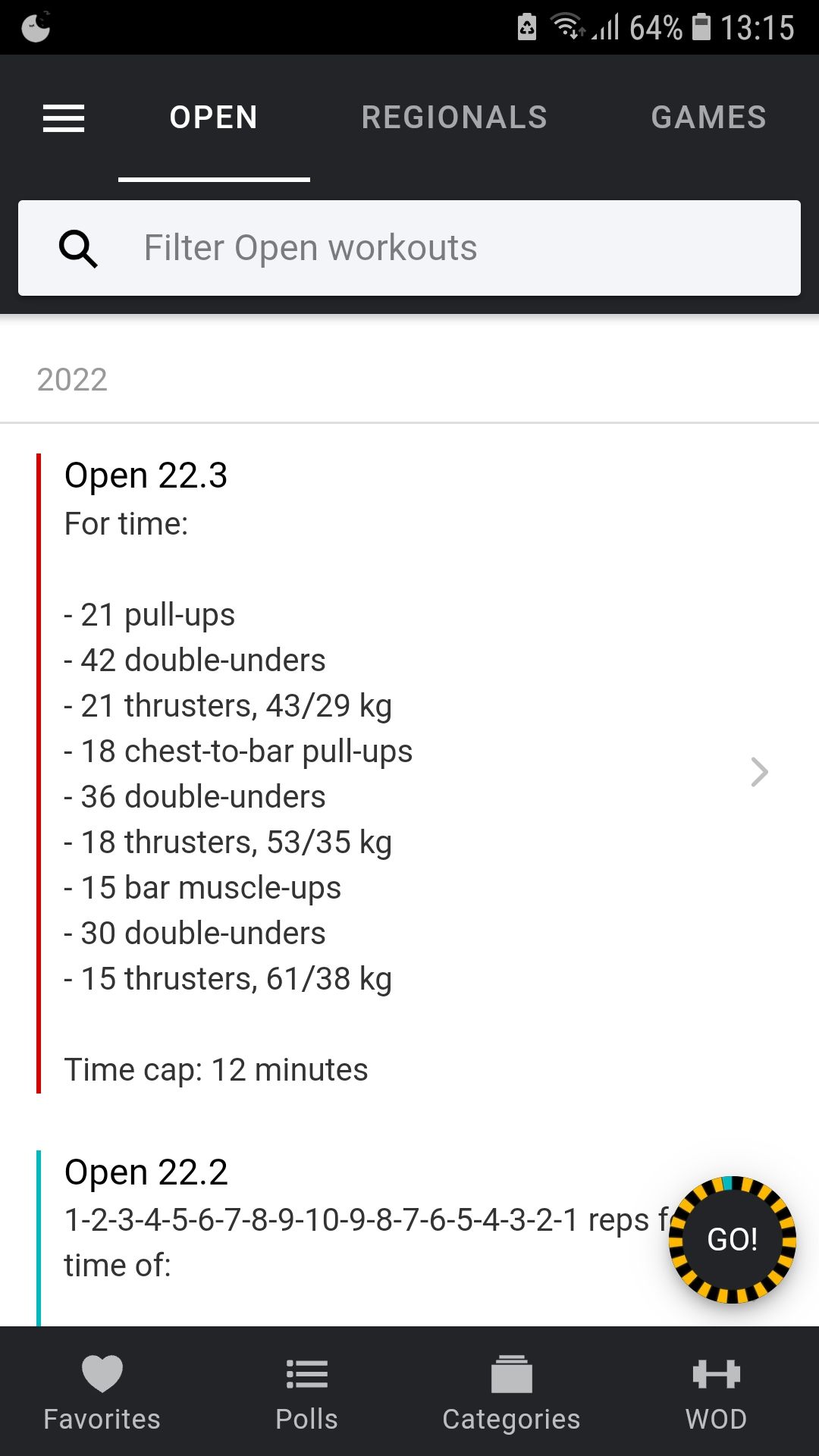 WOD Roulette mobile exercise app open workouts