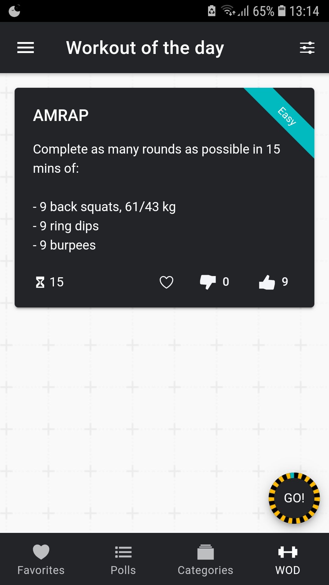 WOD Roulette mobile exercise app