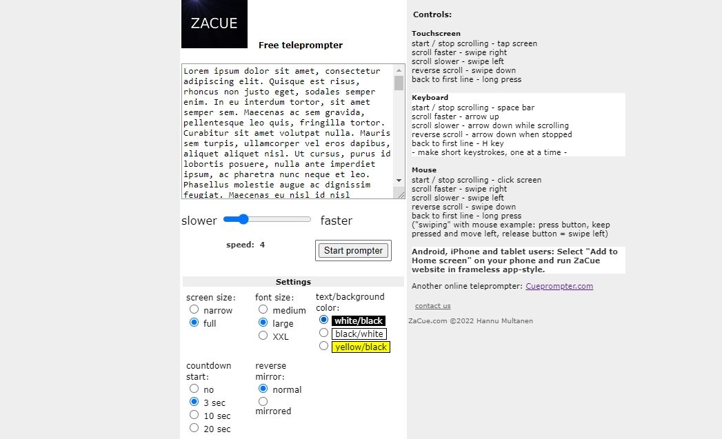 ZaCue website screenshot
