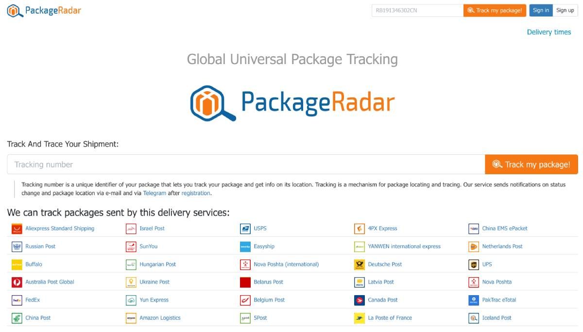 Package Radar tracks all your packages and delivers from 235 shipping agencies