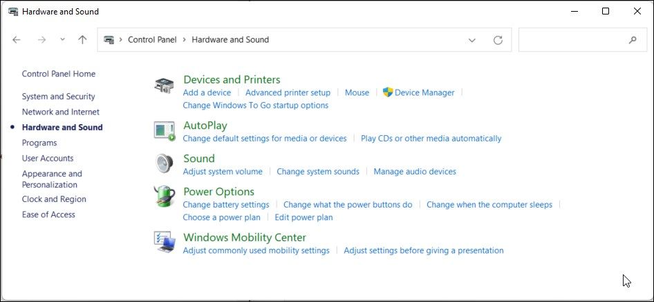 autoplay hardware and sound control panel windows 11