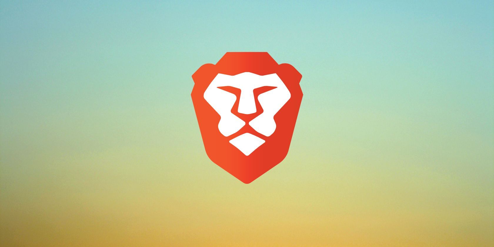 Brave browser logo is seen on colorful background resembling sunset