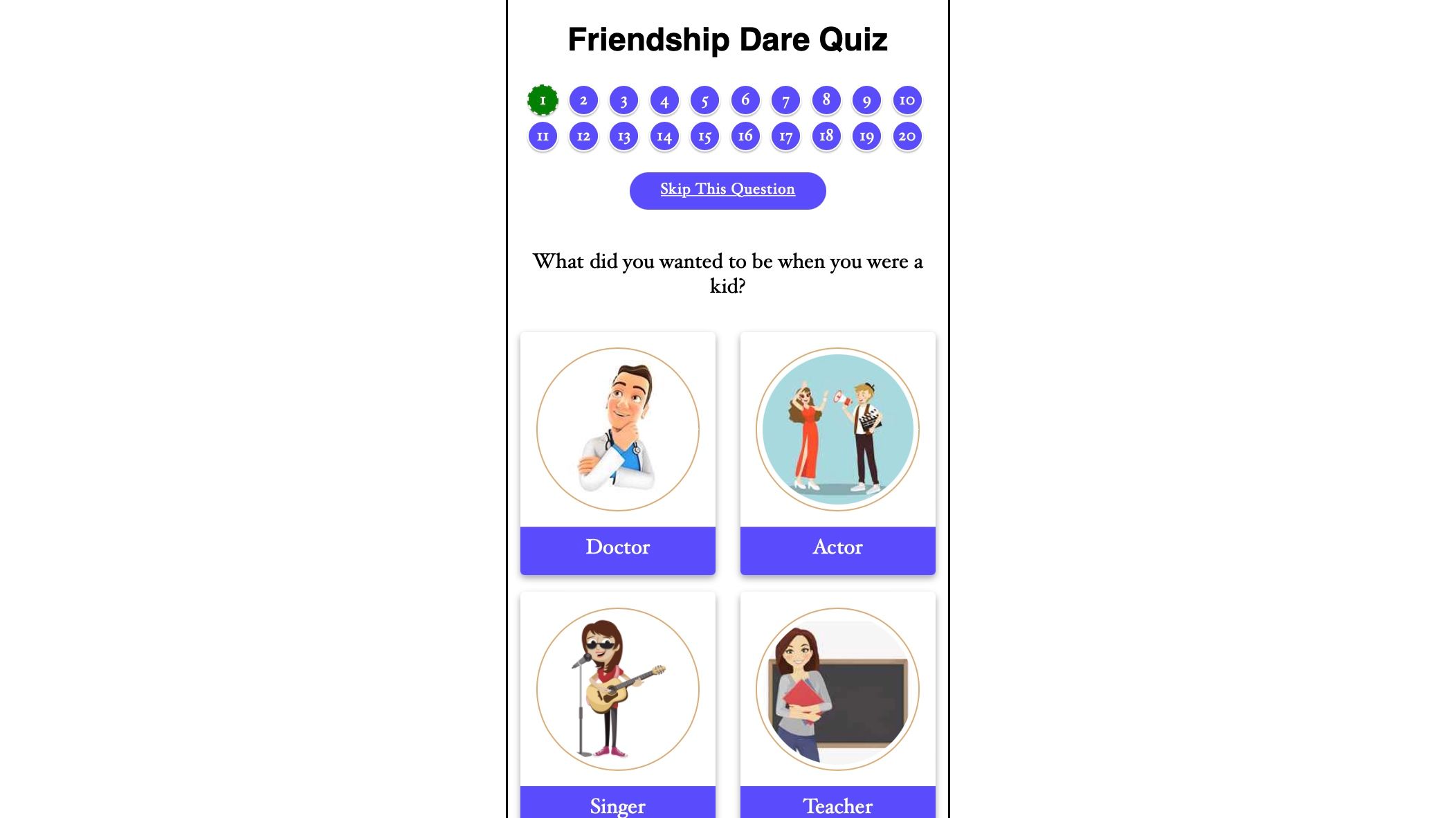 buddy dare website friendship quiz