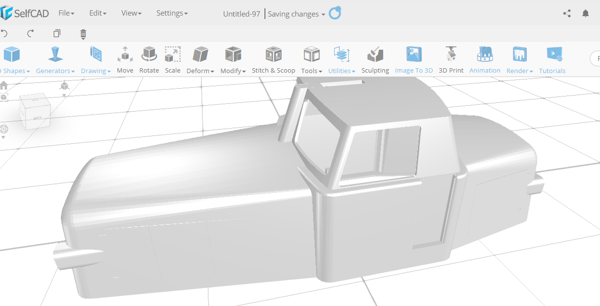 STL file of a car imported to SelfCAD software