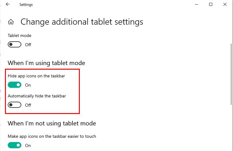 Cambiar la configuración adicional de la tableta