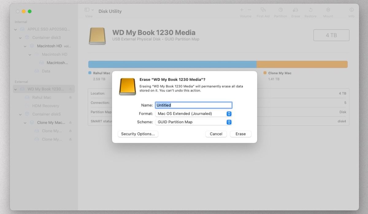 choose a file format for external hard drive disk utility
