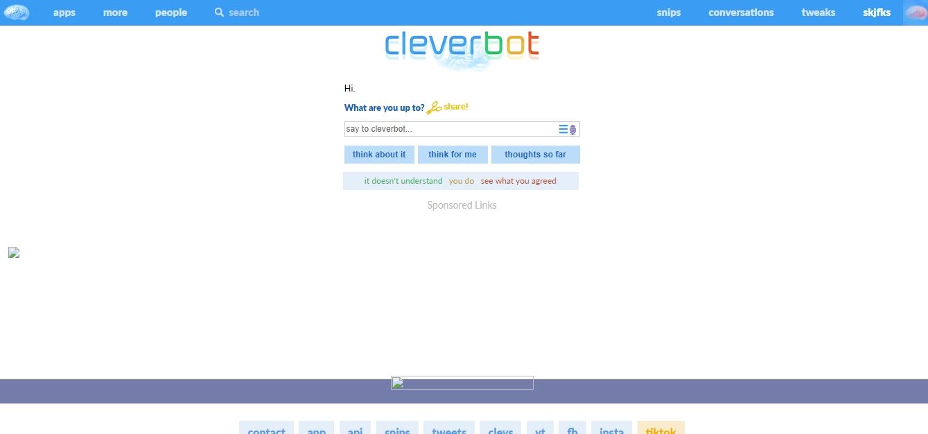 captură de ecran a site-ului web cleverbot