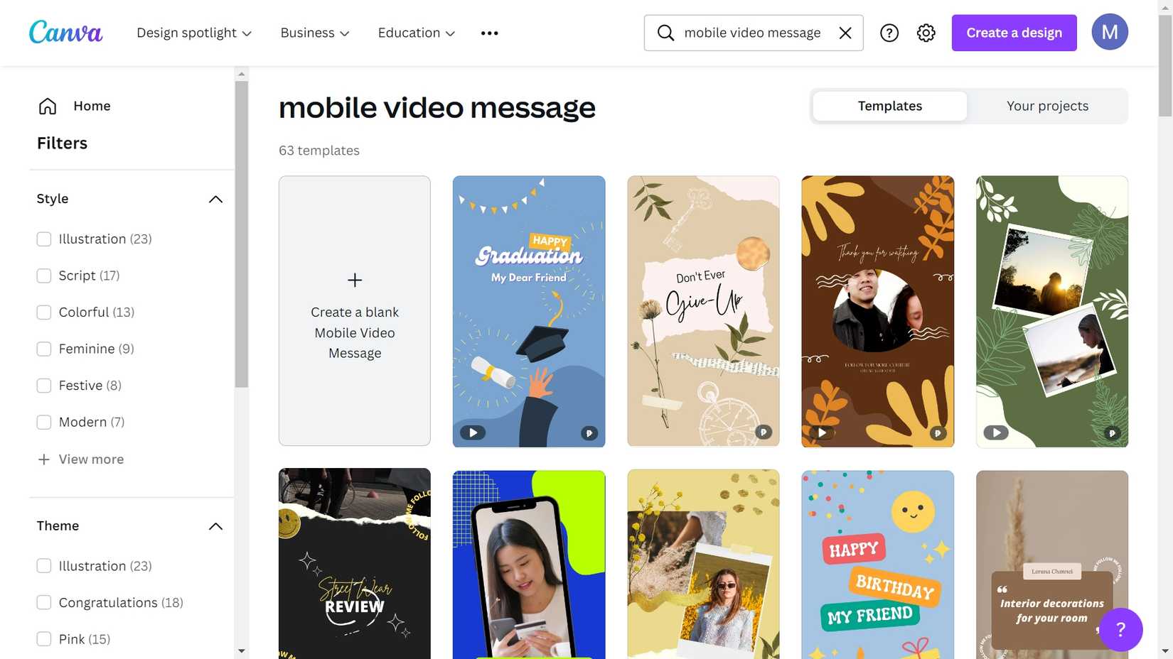 collaborative video message on canva