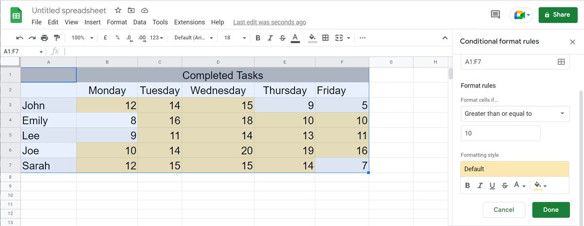 Editing a heat map in Google Sheets